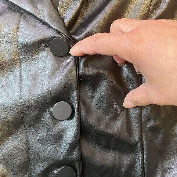 Chloe K S Black Sheer Lace & Haley&Jane XS Faux Leather Top Black Goth Grunge - Picture 6 of 6